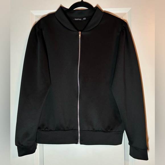 Boohoo | Black Bomber Jacket Size 12 / L / XL - Picture 2 of 4
